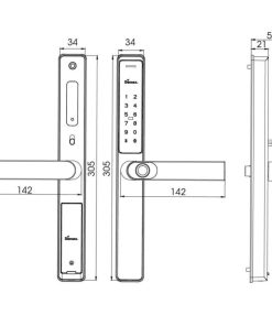 Alternative view of Khoá cửa nhôm vân tay Demax El599 Lux BL – Chống nước của Đức