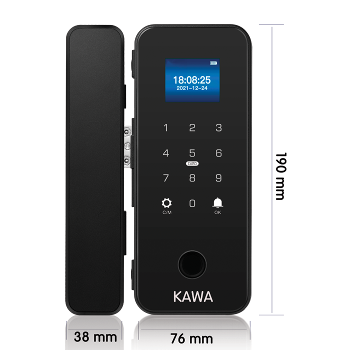 Khóa cửa kính cường lực vân tay cao cấp - Kawa KG02 - Ảnh 2
