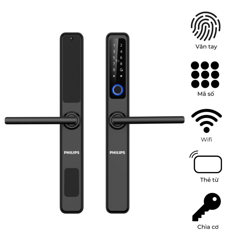 Khóa vân tay cửa nhôm kính Philips DDL608-5HWS - Ảnh 3